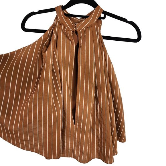 C/MEO Collective top sleeveless cropped tent tan and white size 8 - Picture 2 of 9